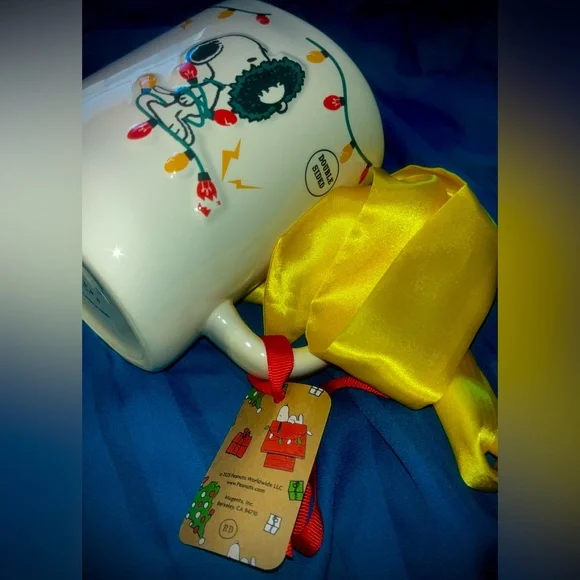 Rae Dunn Peanuts Snoopy Holiday Christmas Double Sided "Merry and Bright" Mug - Picture 5 of 6